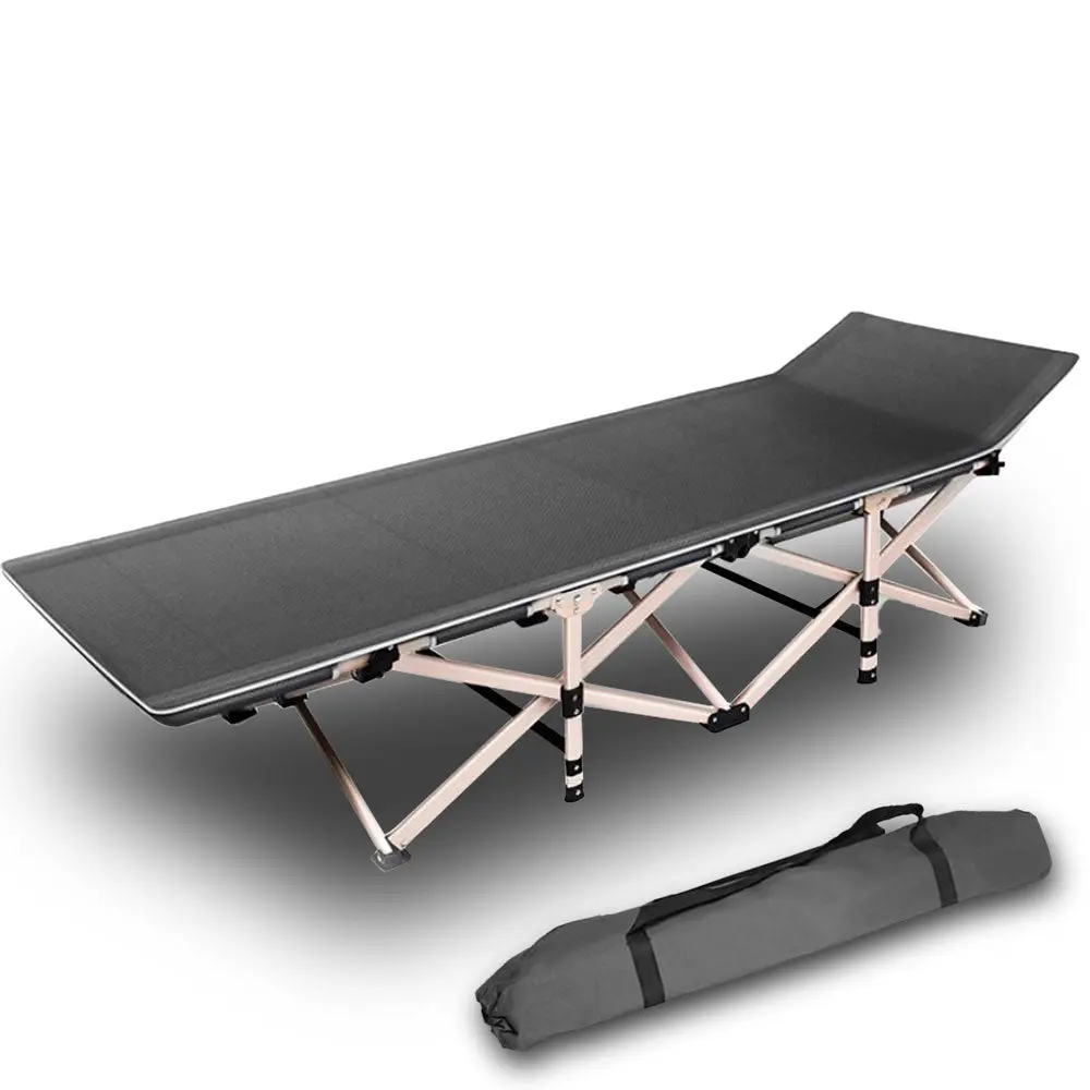Camping Portable Stretcher Single Foldable Folding Bed Recliner Mat - grey 