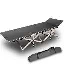 Camping Portable Stretcher Single Foldable Folding Bed Recliner Mat - grey 
