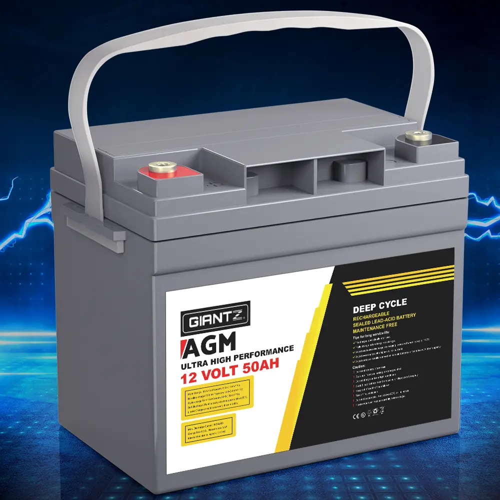 Giantz AGM Deep Cycle Battery 12V 50Ah Box Portable Solar Caravan Camping 