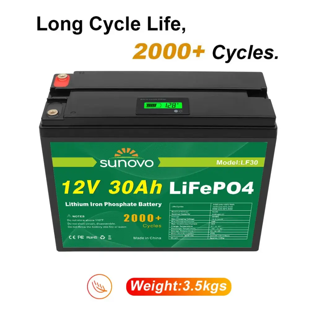 Samland 12V 30AH Deep Circle Lifepo4 Battery Rechargeable Lithium 