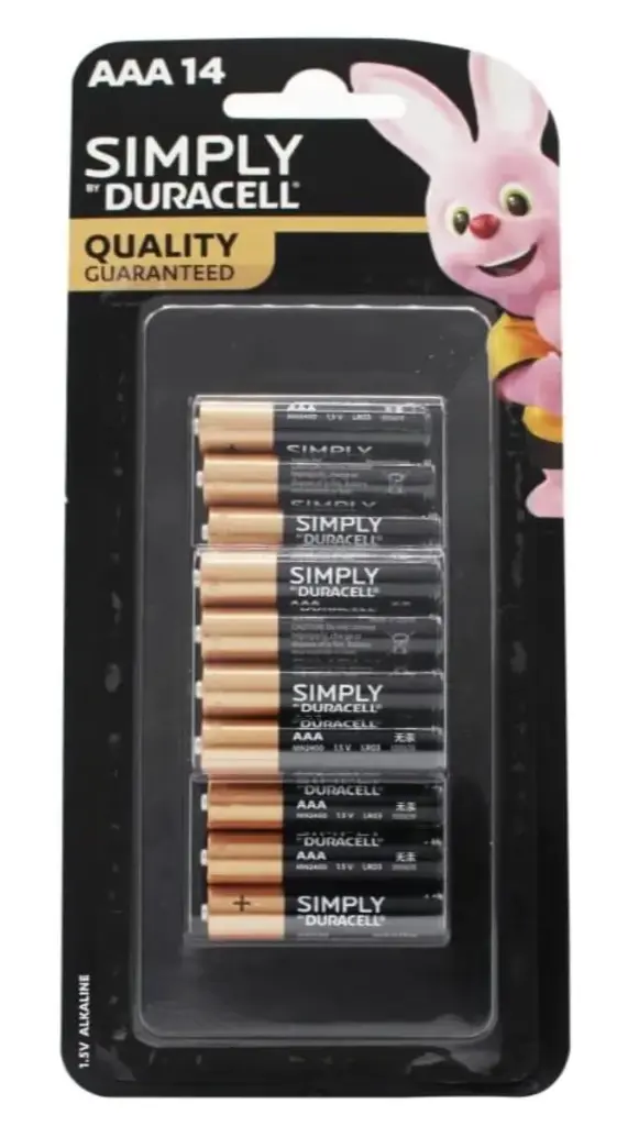 Duracell AAA Simply Batteries 1.5 Volts Alkaline Battery- 1 Pack of 14 