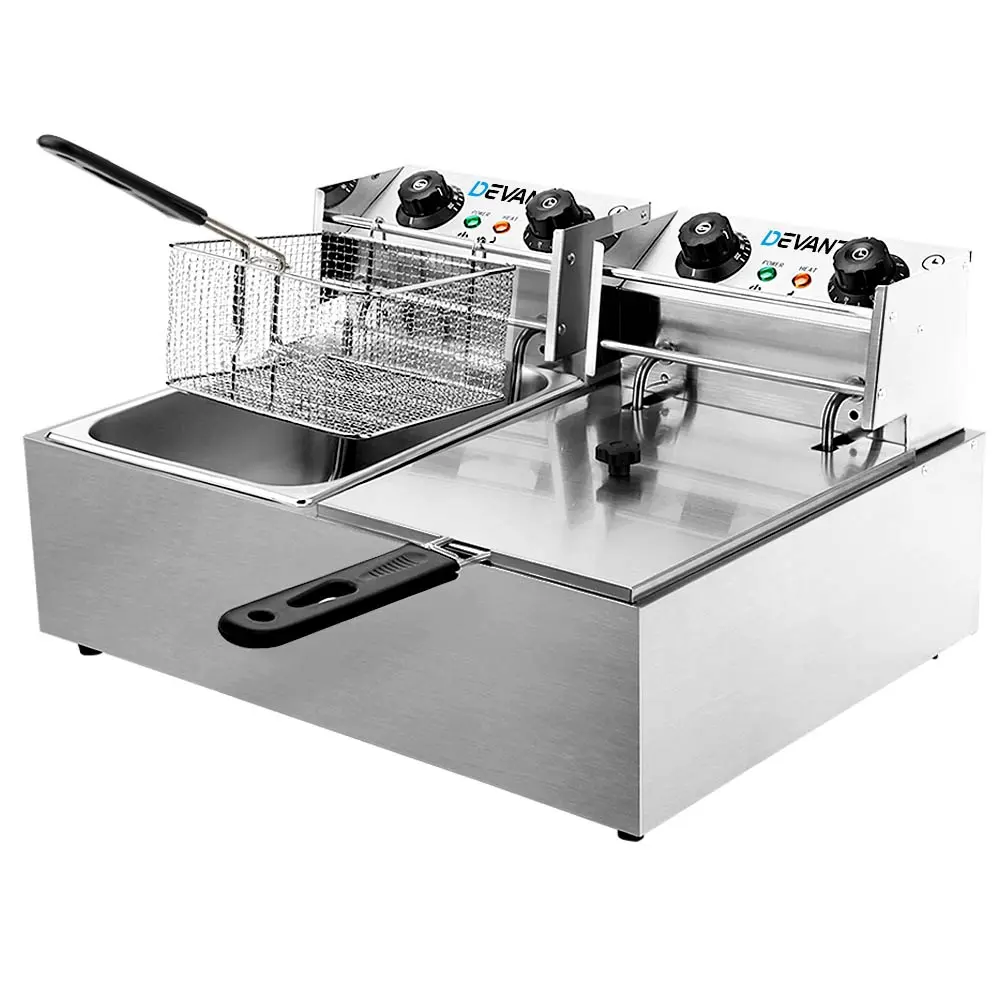 Devanti 20L Electric Commercial Deep Fryer Double Baskets 4400W 