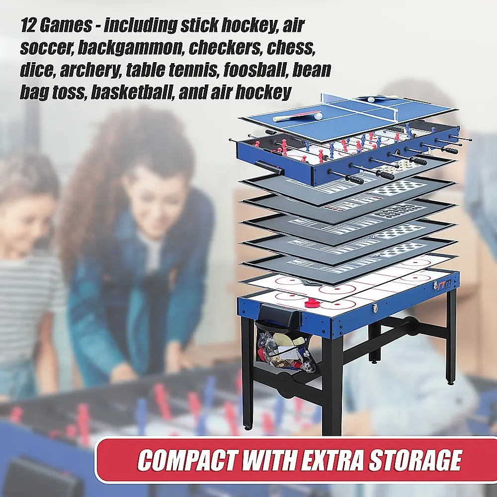 4FT 12-in-1 Combo Games Tables Foosball Soccer Basketball Hockey Pool Table Tennis 