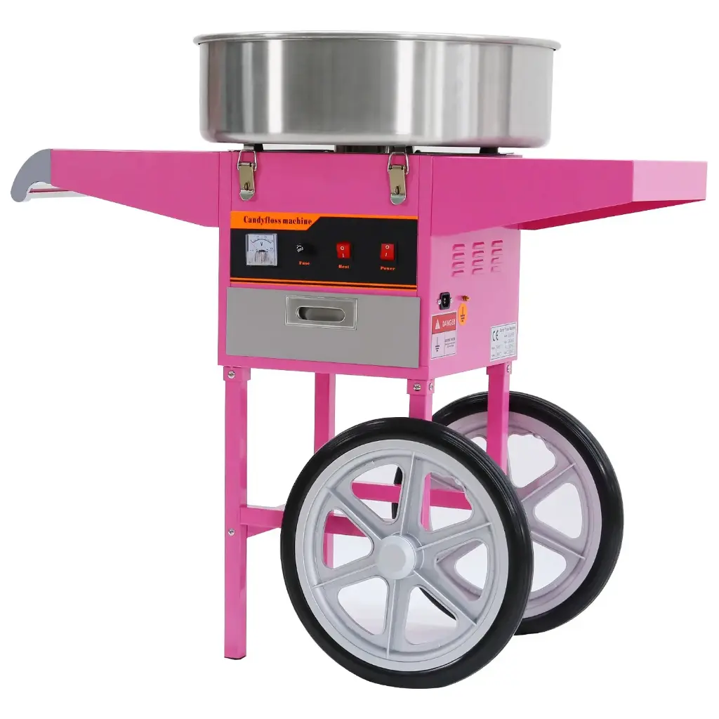 Samland Commercial Fairy Floss Machine with Wheeled Cart 