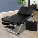 Zenses Massage Table 75cm Portable 3 Fold Aluminium Beauty Bed Black 