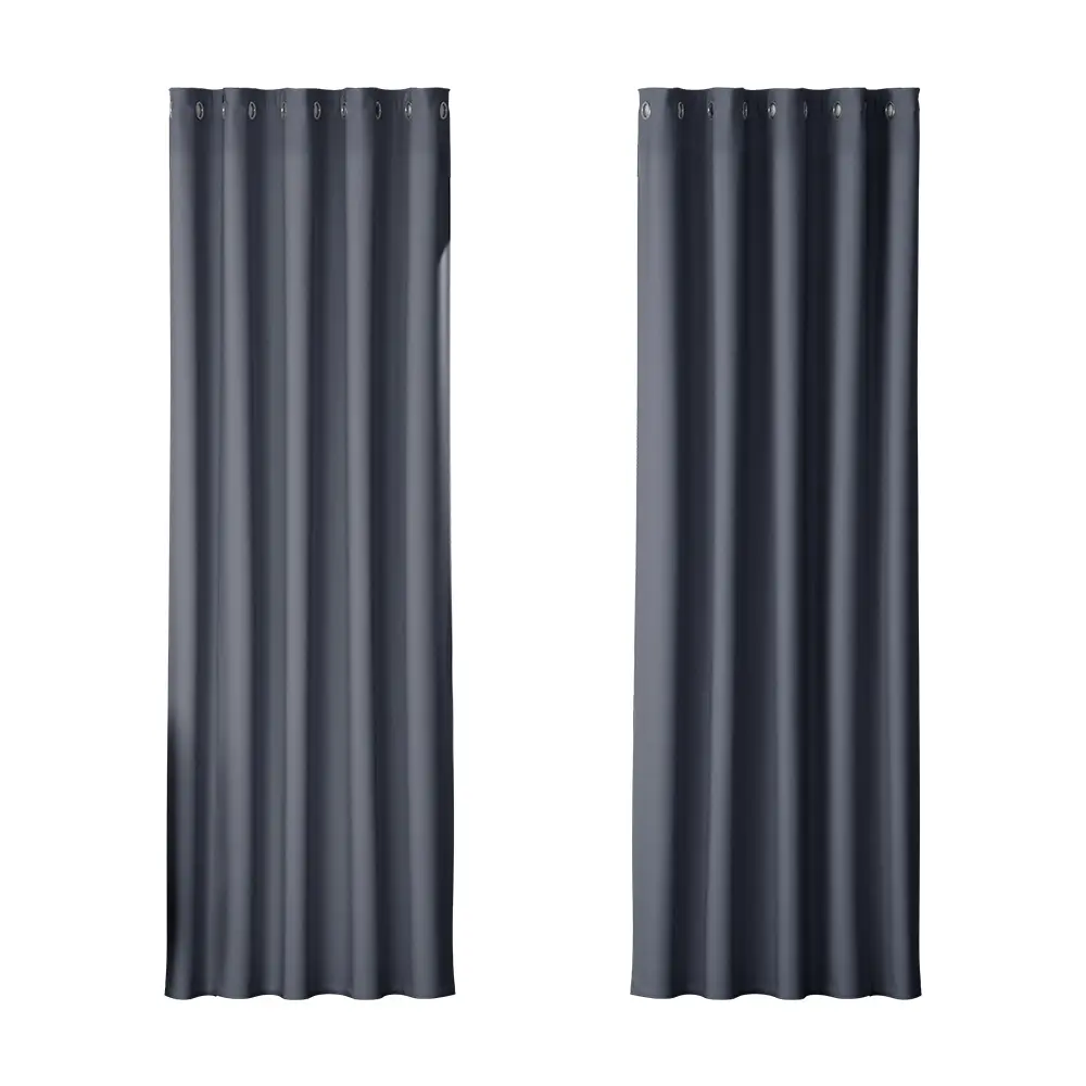 Artiss 2X Blockout Curtains Eyelet 180x213cm Charcoal 