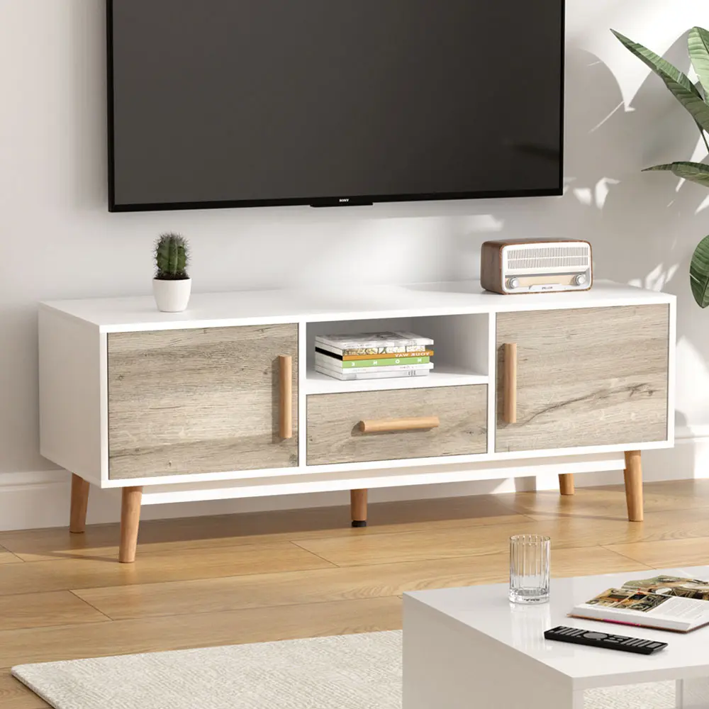 Artiss TV Cabinet Entertainment Unit 120cm Wood White Gino 