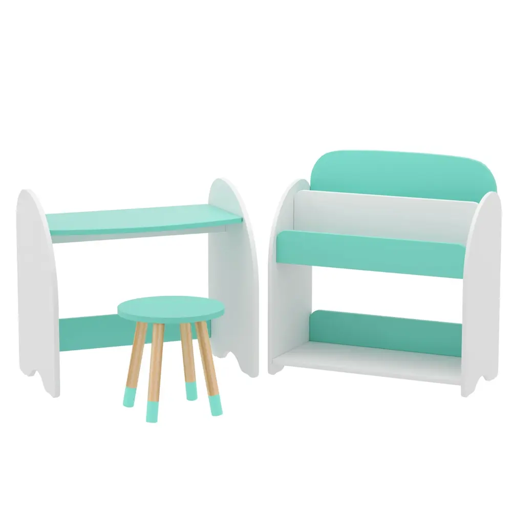 Keezi Kids Bookshelf 2 In 1 Table Chair Set Bookcase Toys Shelves Children Organiser 