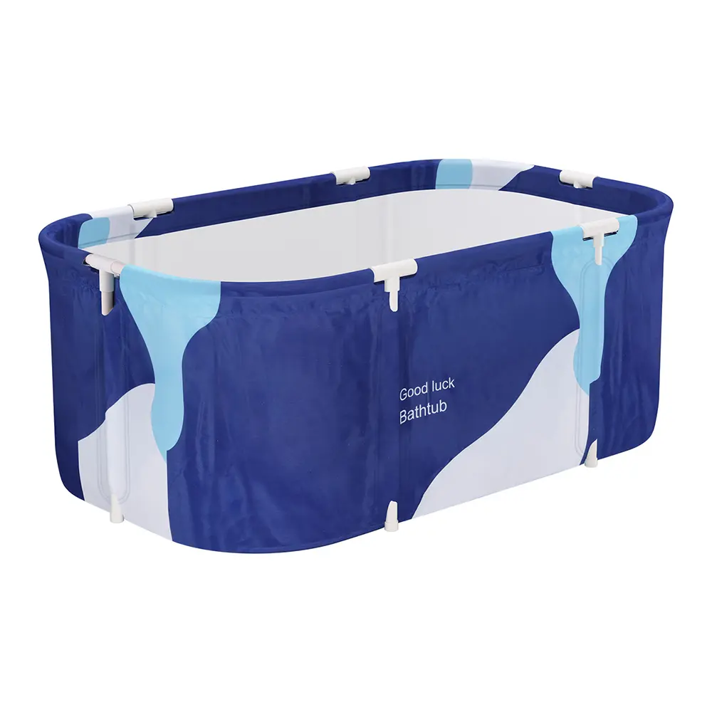 Weisshorn Foldable Bathtub PVC Spa Bucket Inflatable Cushion 114x62cm Navy Blue 