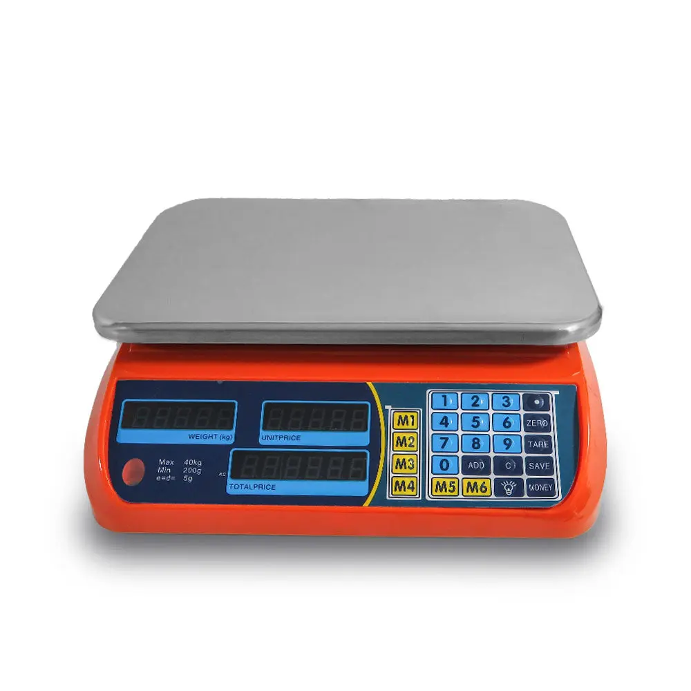 Kitchen Scale Digital Commercial Postal Shop Electronic Weight Scales Food 40KG - orange 