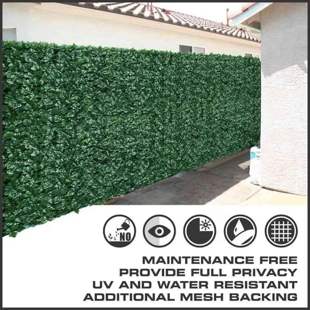 Artificial Ivy Leaf Hedging & Privacy Screen (Shade Cloth Backing Fake Ivy) 3m X 1m Roll 
