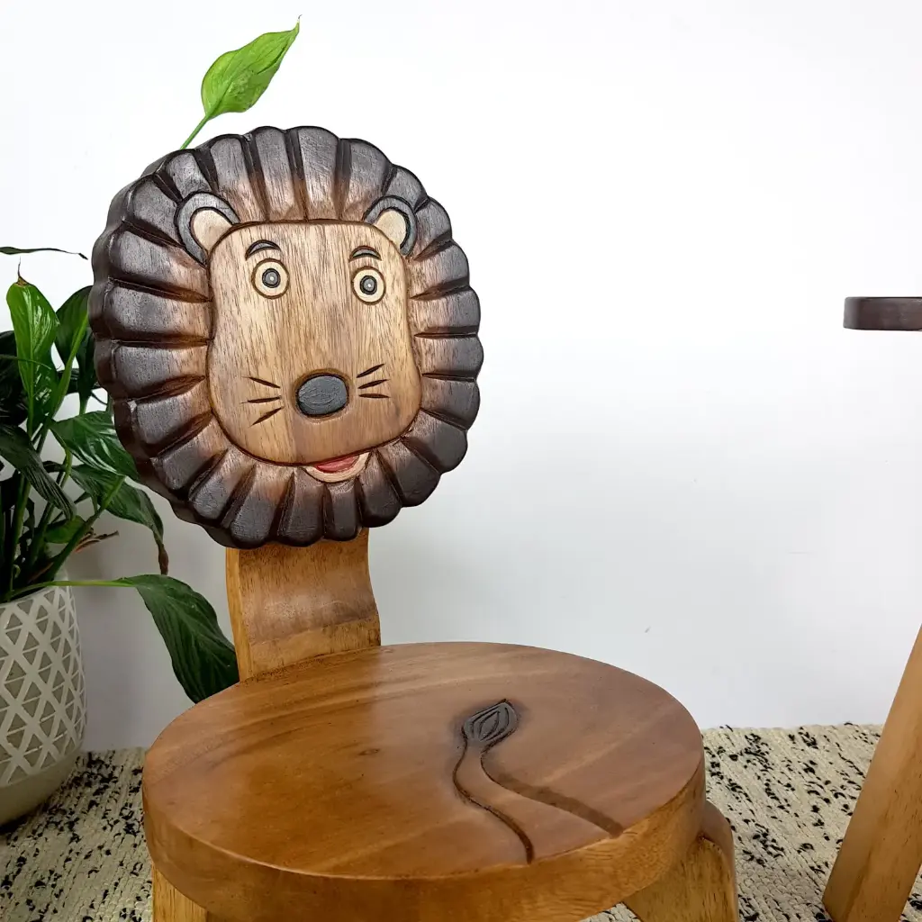 Kids Wooden Chair Lion 