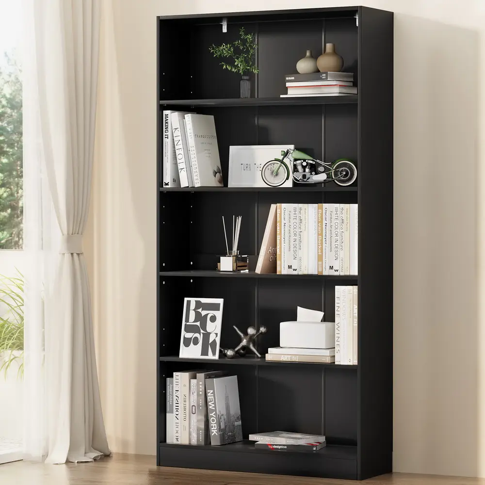 Artiss Bookshelf 5 Tiers ANTON Black 