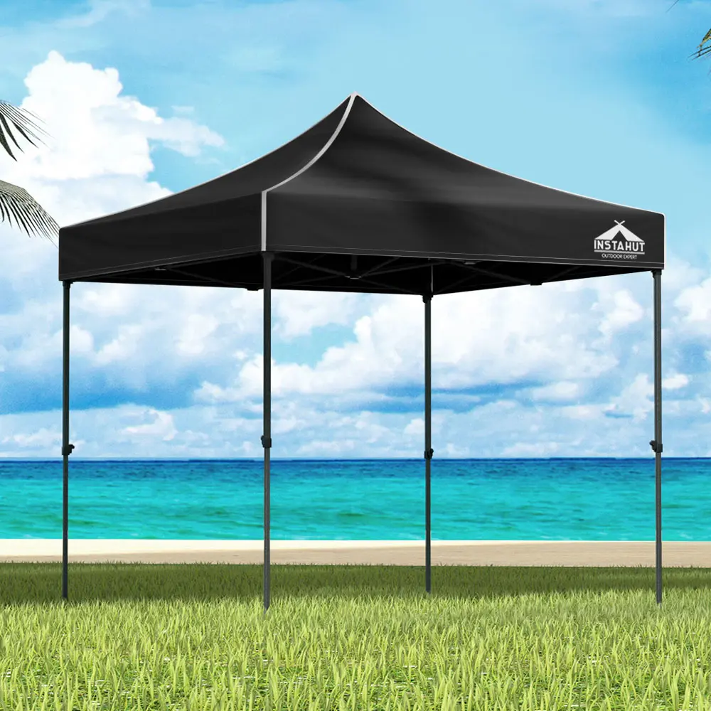 Instahut Gazebo Pop Up Marquee 3x3m Folding Tent Wedding Outdoor Camping Canopy Gazebos Shade Black 