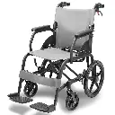 Equipmed Folding Transit Wheelchair, Lightweight Aluminium for Easy Transport, Grey 