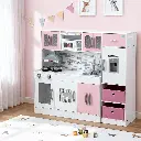 Keezi Kids Kitchen Playset 2-Piece Wooden Pretend Play Coffee Maker Toy 100CM Pink 