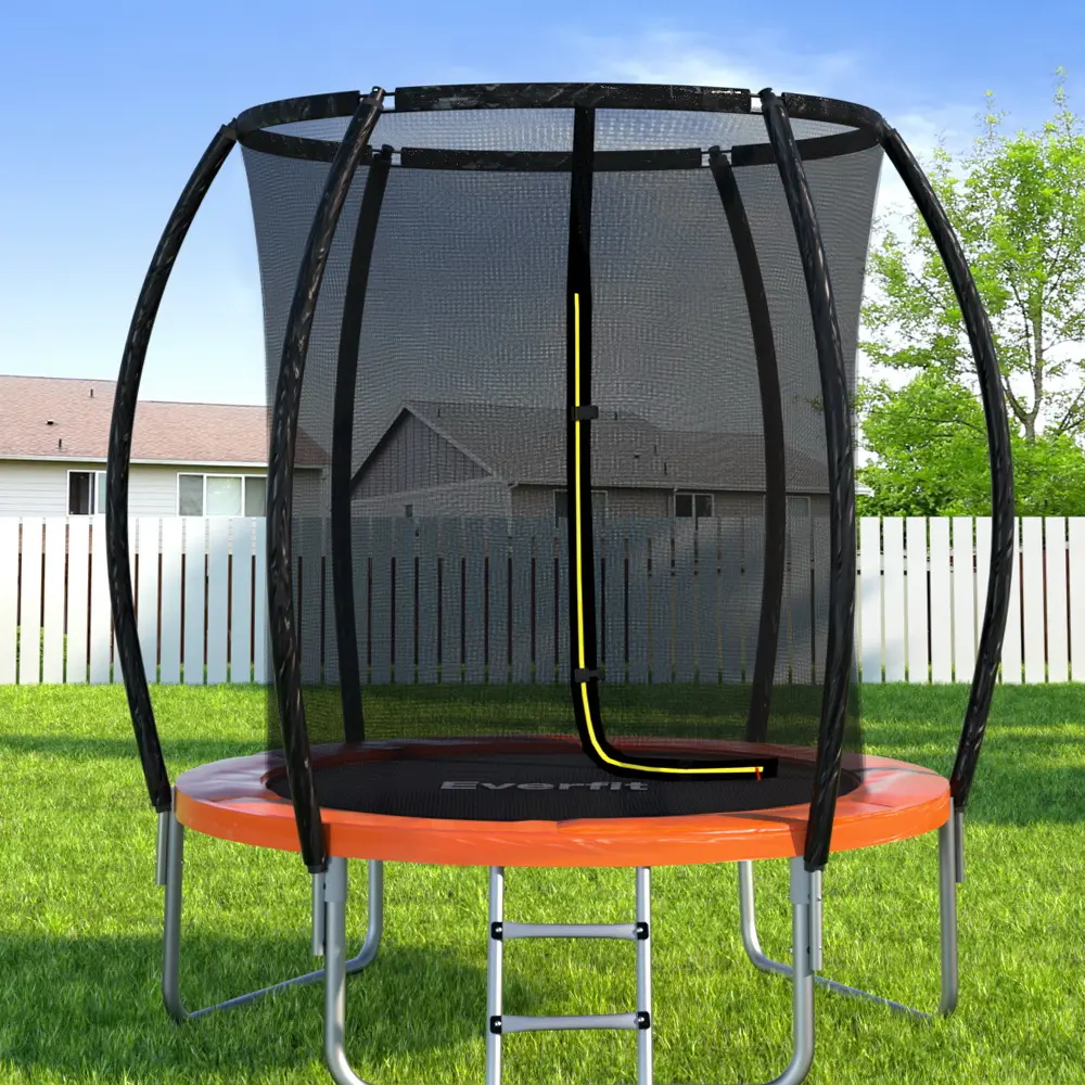 Everfit 6FT Trampoline for Kids w/ Ladder Trampoline Enclosure Safety Net Rebounder Orange 