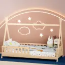 Artiss Bed Frame Wooden Kids House Frames Oak PUAH 