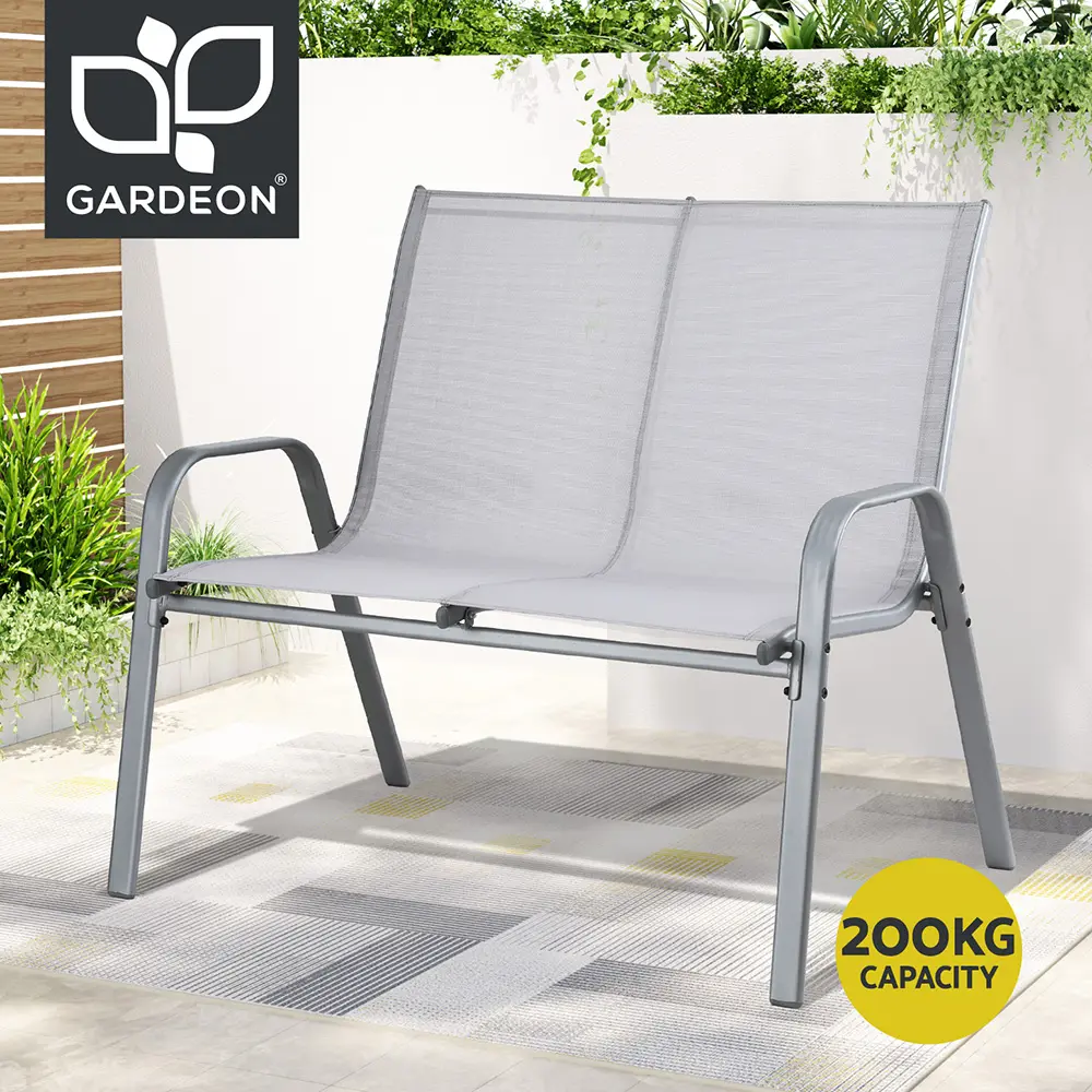 Gardeon Garden Bench Seat Steel Outdoor Patio Park Lounge Backyard Chair Grey 