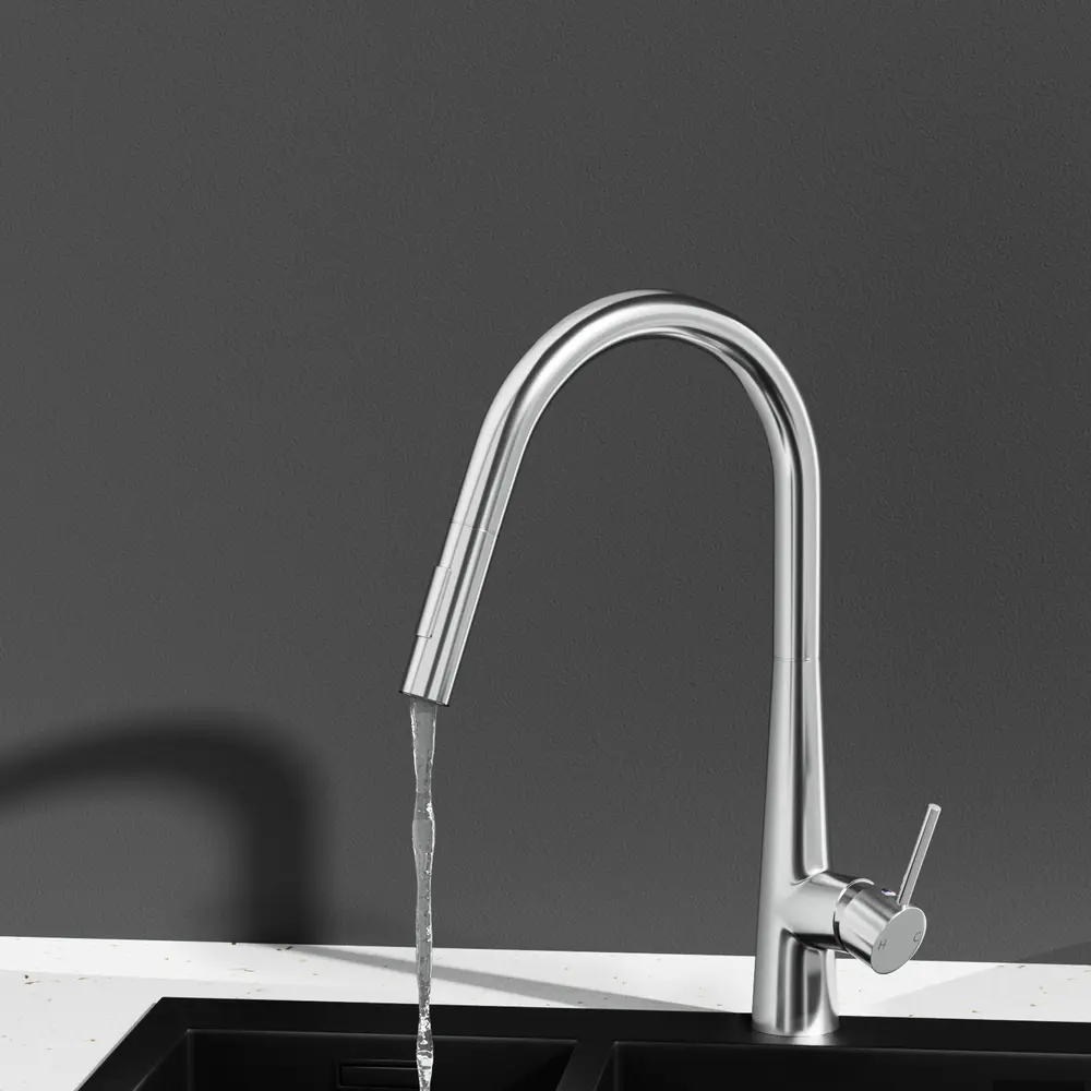 Cefito Kitchen Mixer Tap Pull Out Round 2 Mode Sink Basin Faucet Swivel WELS Chrome 