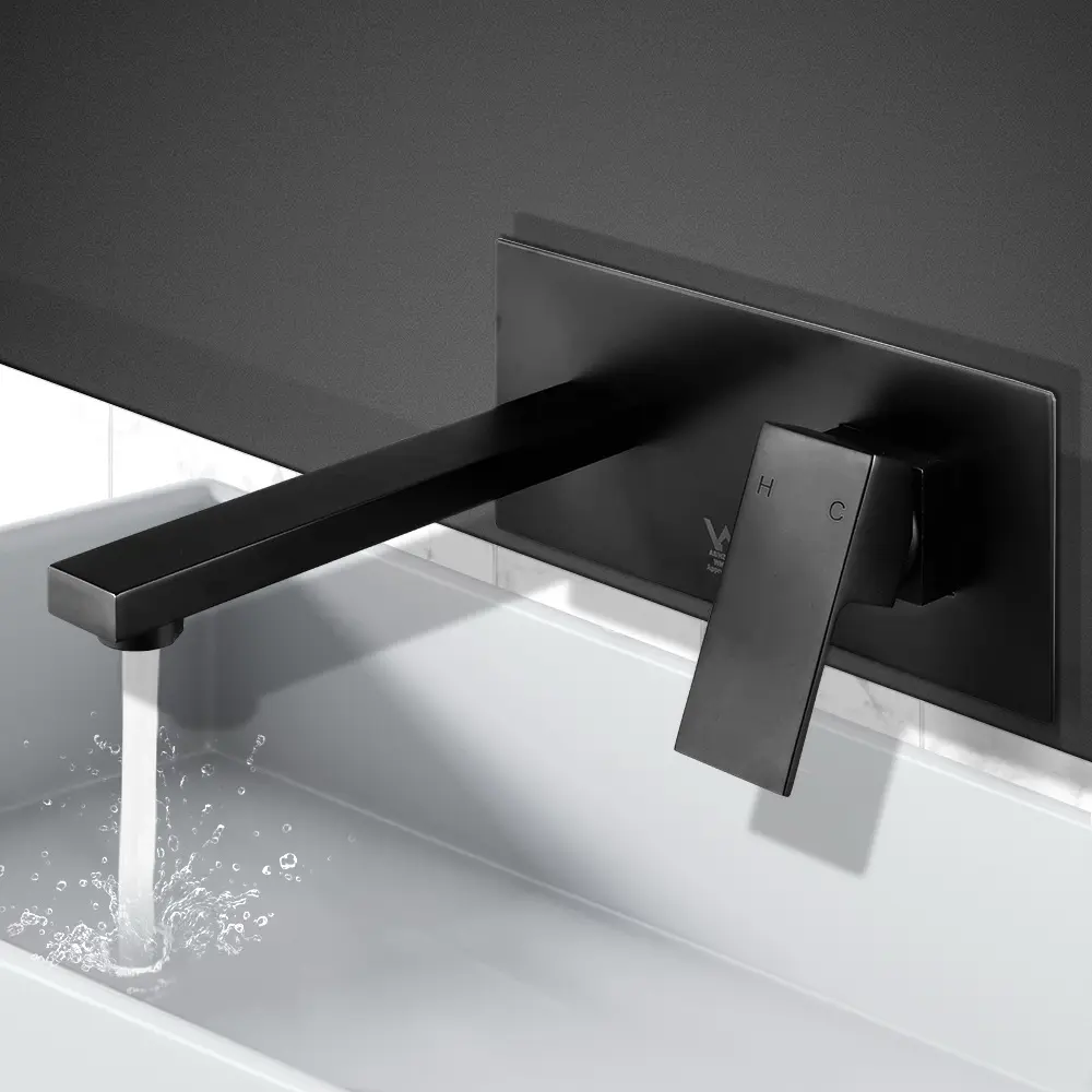 Cefito Bathroom Basin Mixer Tap Separate Faucet Vanity Laundry Black 