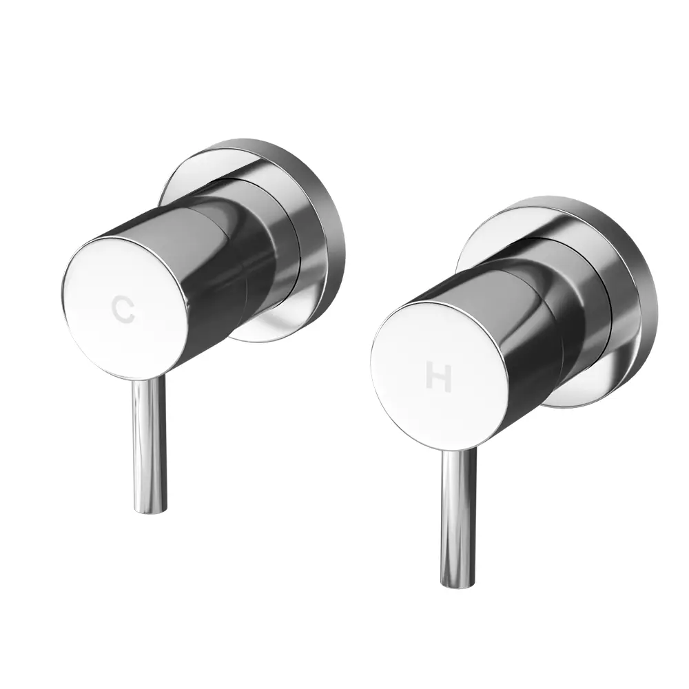Cefito Basin Twin Tap Wall Round Brass Faucet Shower Bathtub Chrome 