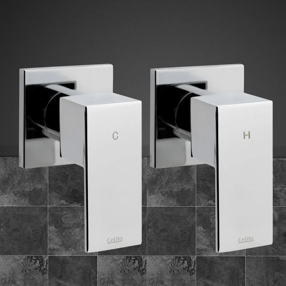 Cefito Shower Twins Tap Wall Bath Taps Brass Hot Cold Basin Bathroom Chrome 