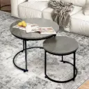 Levede Round Nesting Table Coffee Table Wood Side Table 