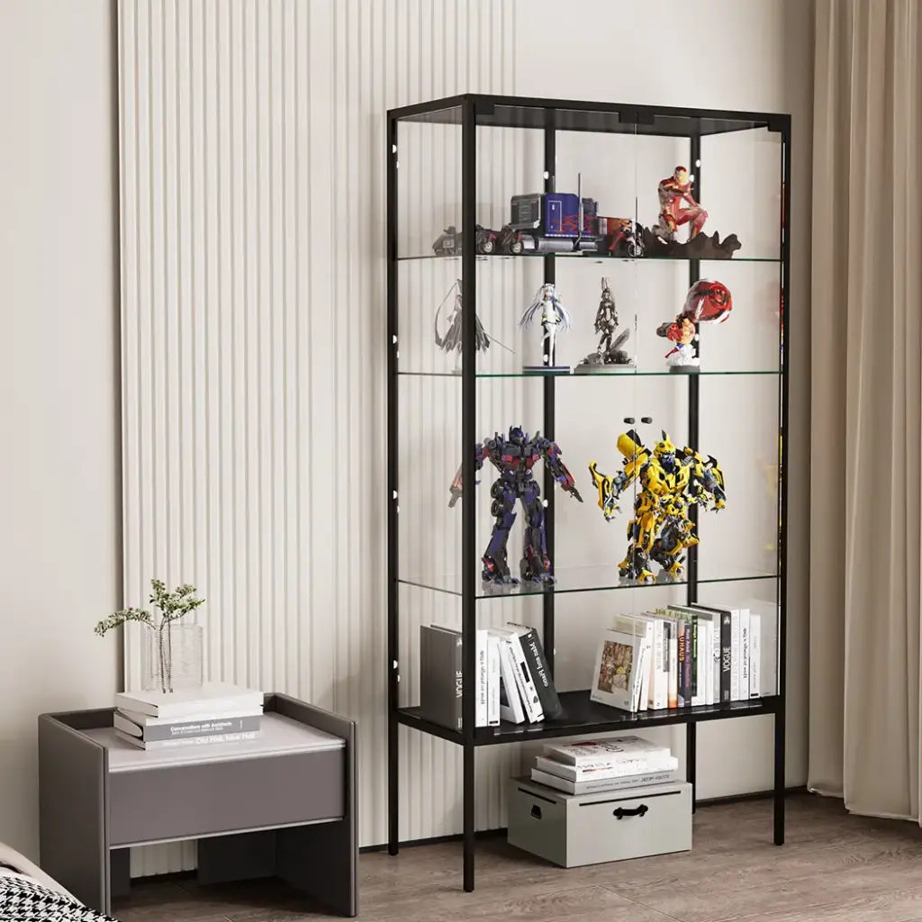  Stacked Glass Display Cabinet Steel 4 Tier 160cm  