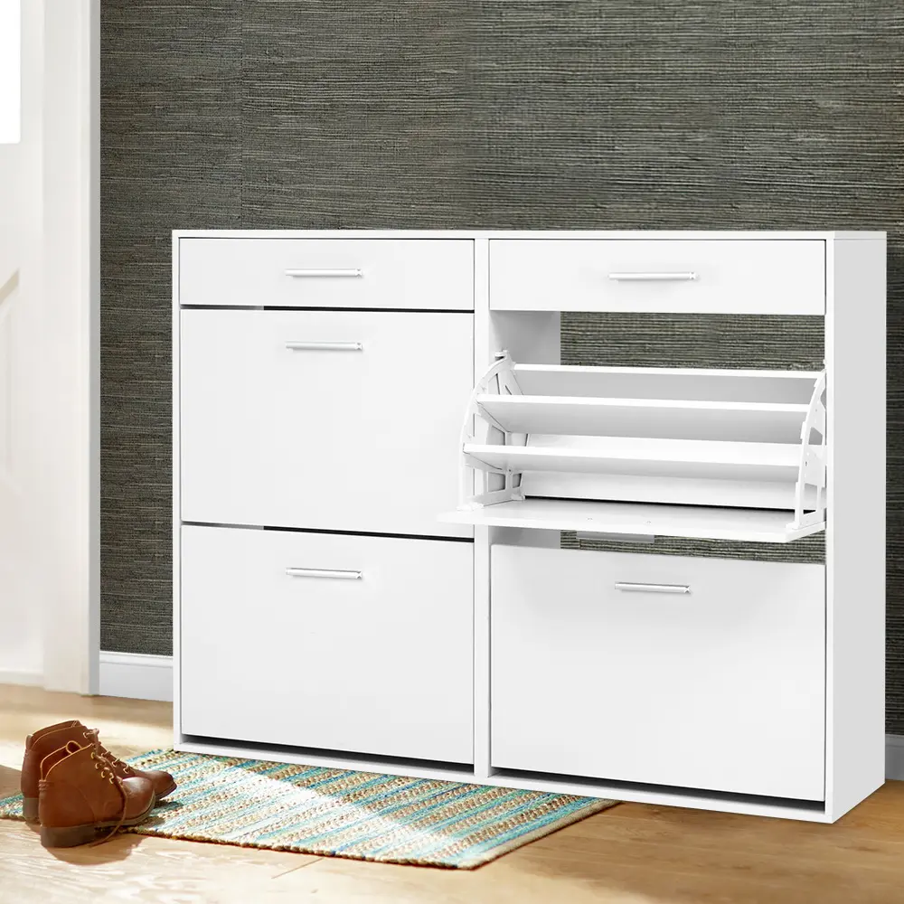 Artiss Shoe Rack Cabinet 36 Pairs Adjustable Shelves White Sara 