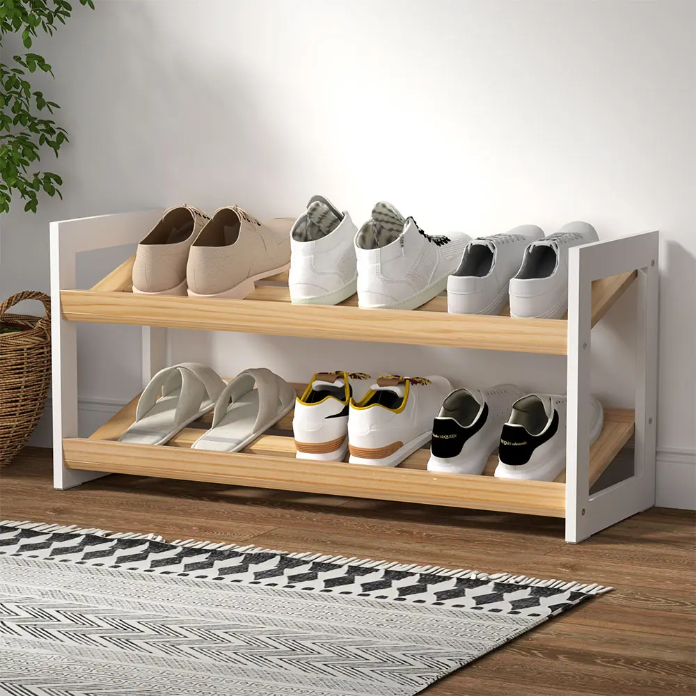 Artiss Shoe Rack 2 Tier 6 Pairs White Kara 