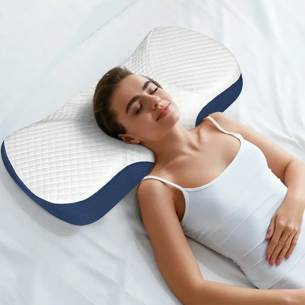  Dreamz Memory Foam Pillow Pillowcase Supprt Blue Rebound 
