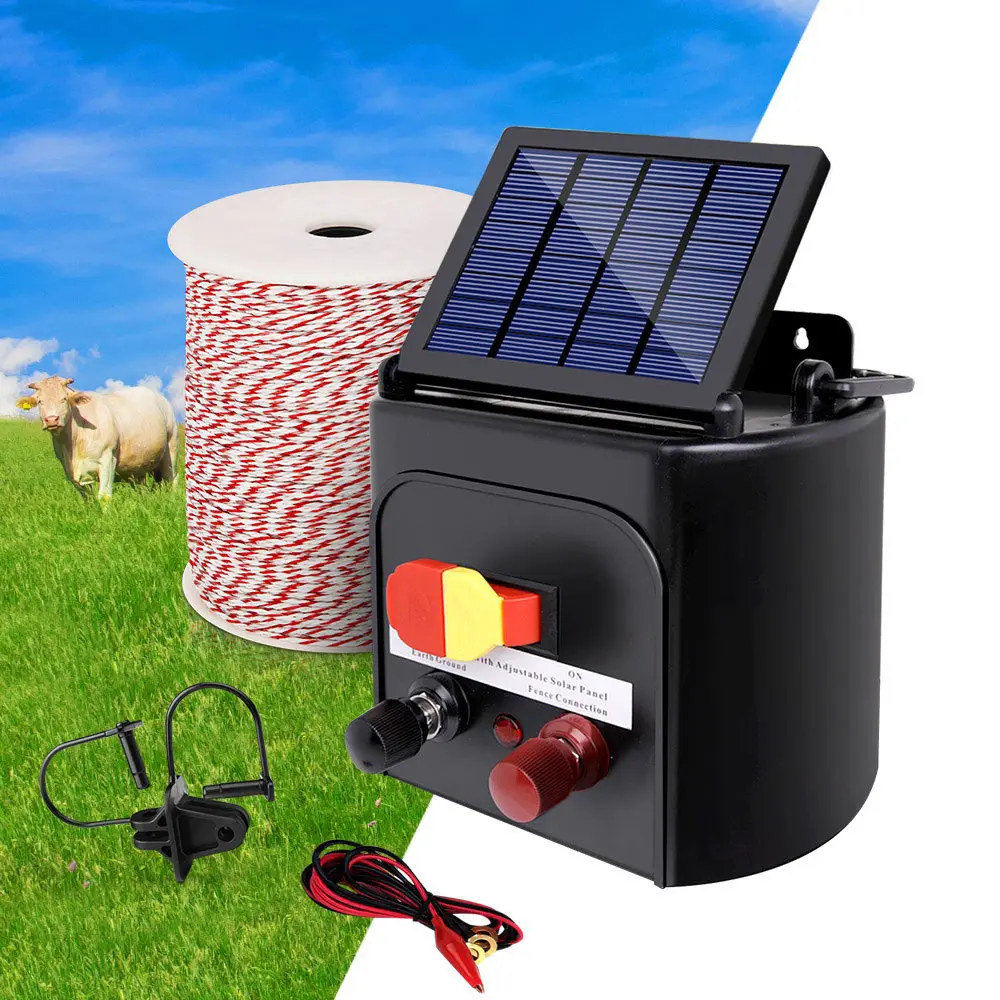 Giantz Fence Energiser 5KM Solar Powered Electric 500M Poly Wire Insulator 