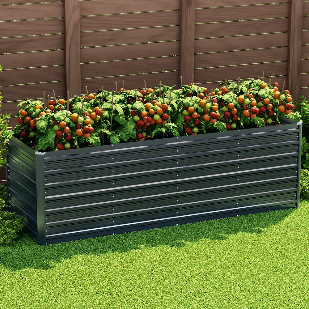 Green Fingers Garden Bed 320x80x77cm Planter Box Raised Container Galvanised Herb 