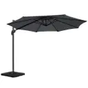 Instahut 3m Outdoor Umbrella w/Base Cantilever Beach Roma 360 Degree Tilt Charcoal 