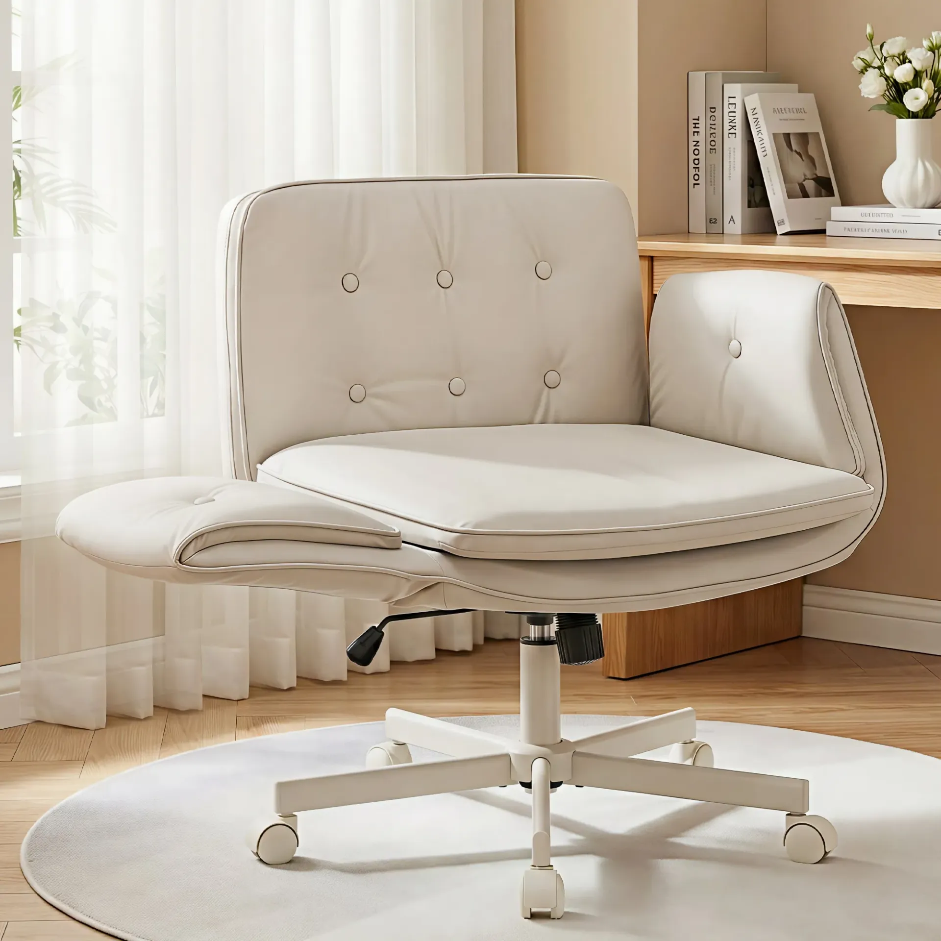 Artiss Criss Cross Chair with Wheels & Adjustable Armrests