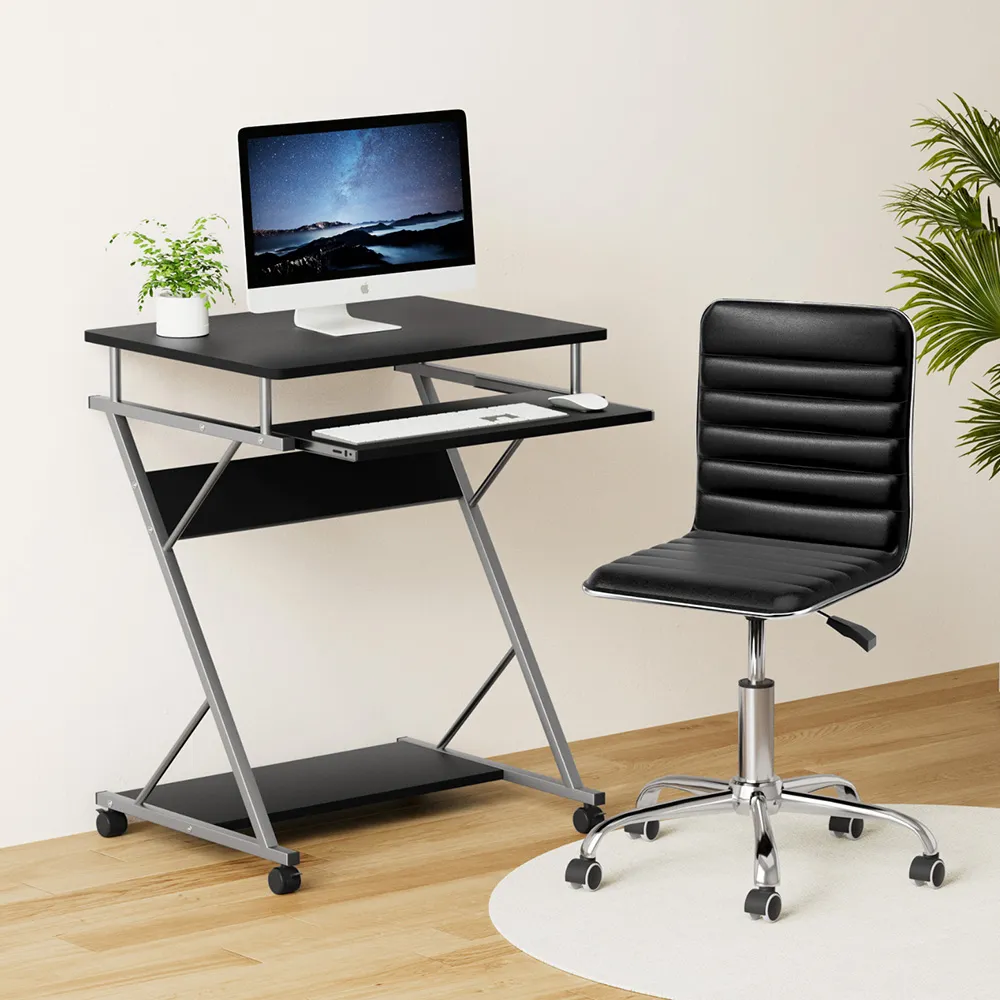 Artiss Computer Desk Office Chair Set Desks with Keyboard Shelf Try Black 