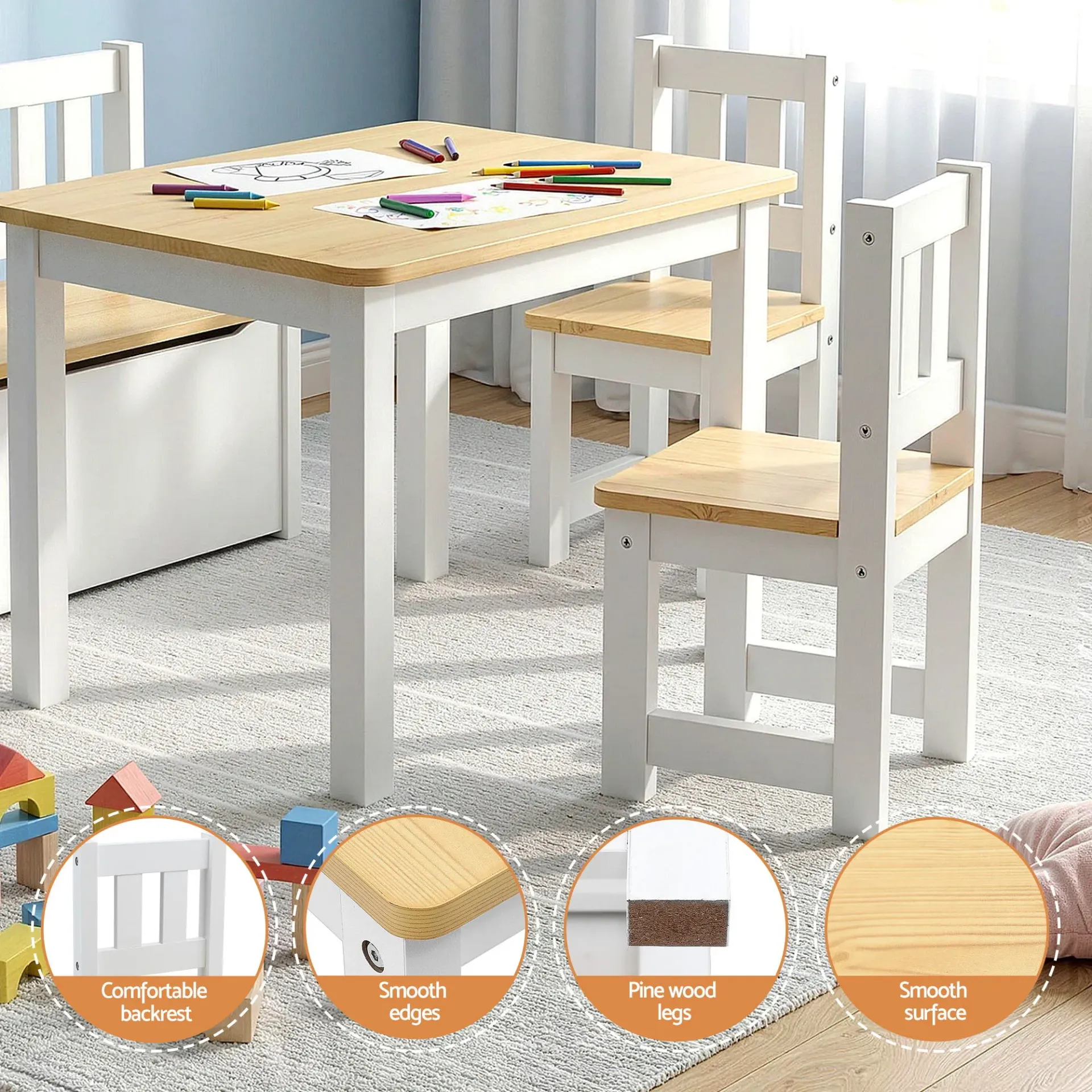 Keezi 2 in 1 Kids Table and Chair Set, Activity Table with Storage Bench and 2 Chairs for Reading, Drawing, Writing, Snack Time & Arts Crafts