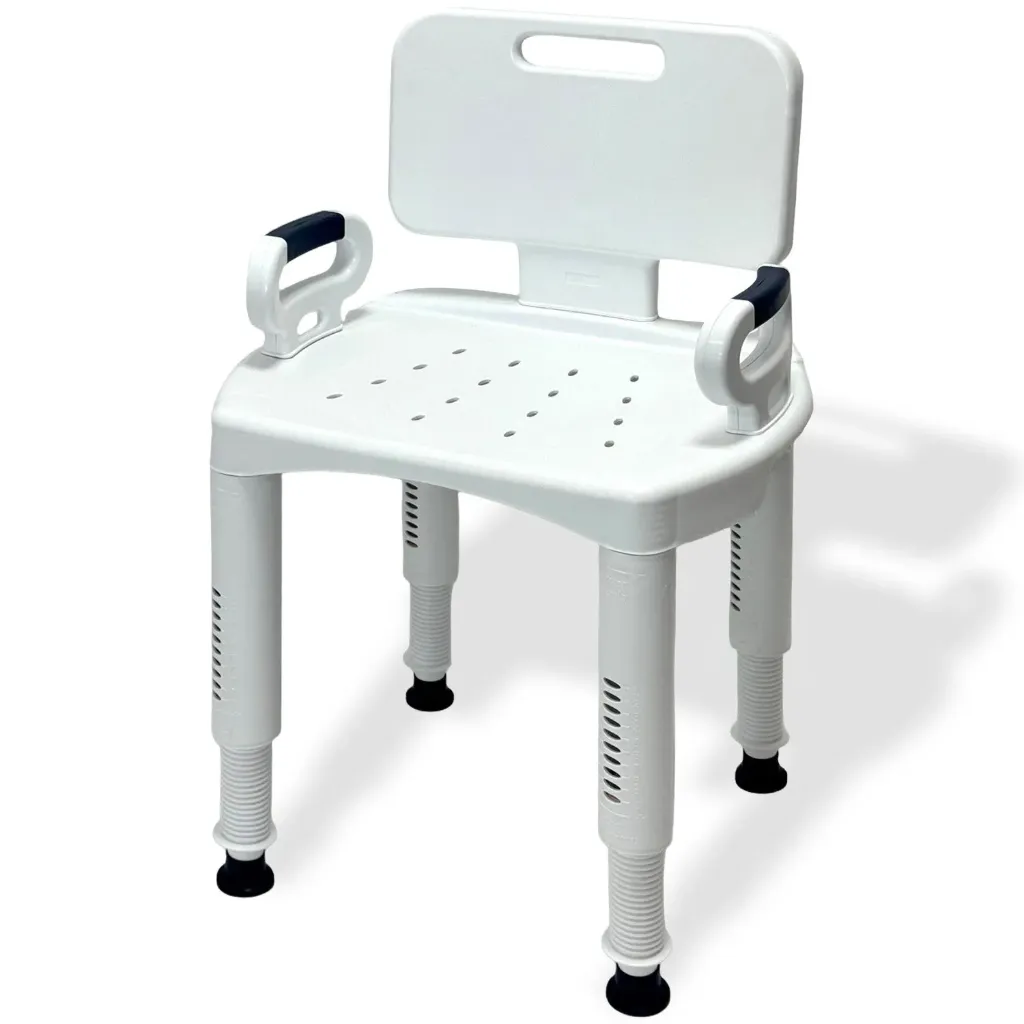 Orthonica Premium Adjustable Shower Chair with Armrests 158kg Capacity 