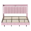 Levede King Floating Bed Frame LED Headboard USB Pink 