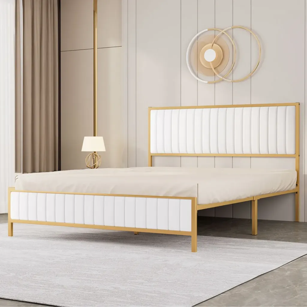 Levede Metal Bed Frame Under Bed Storage Double Beige  
