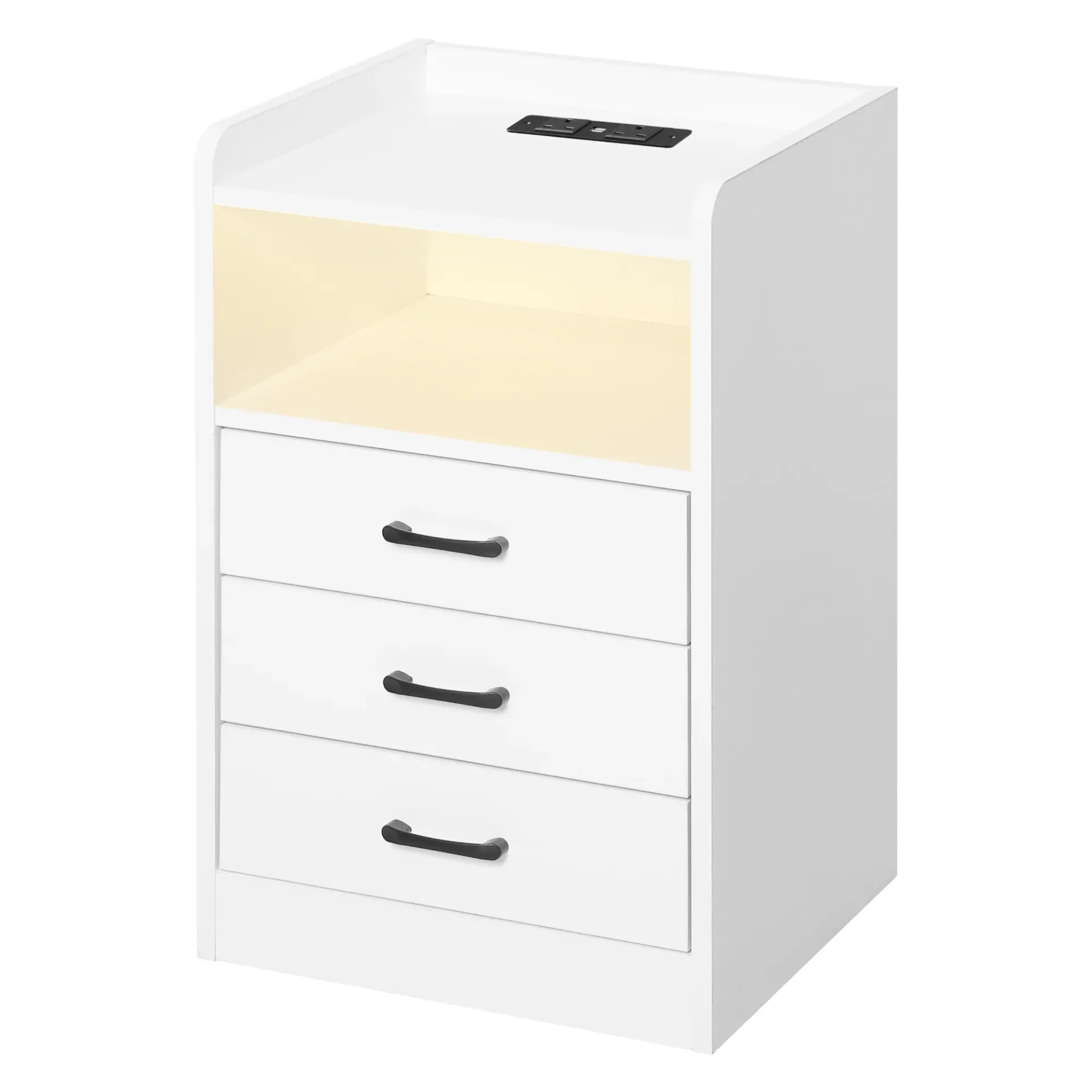  Levede Bedside Table USB Charger Outlet LED White  