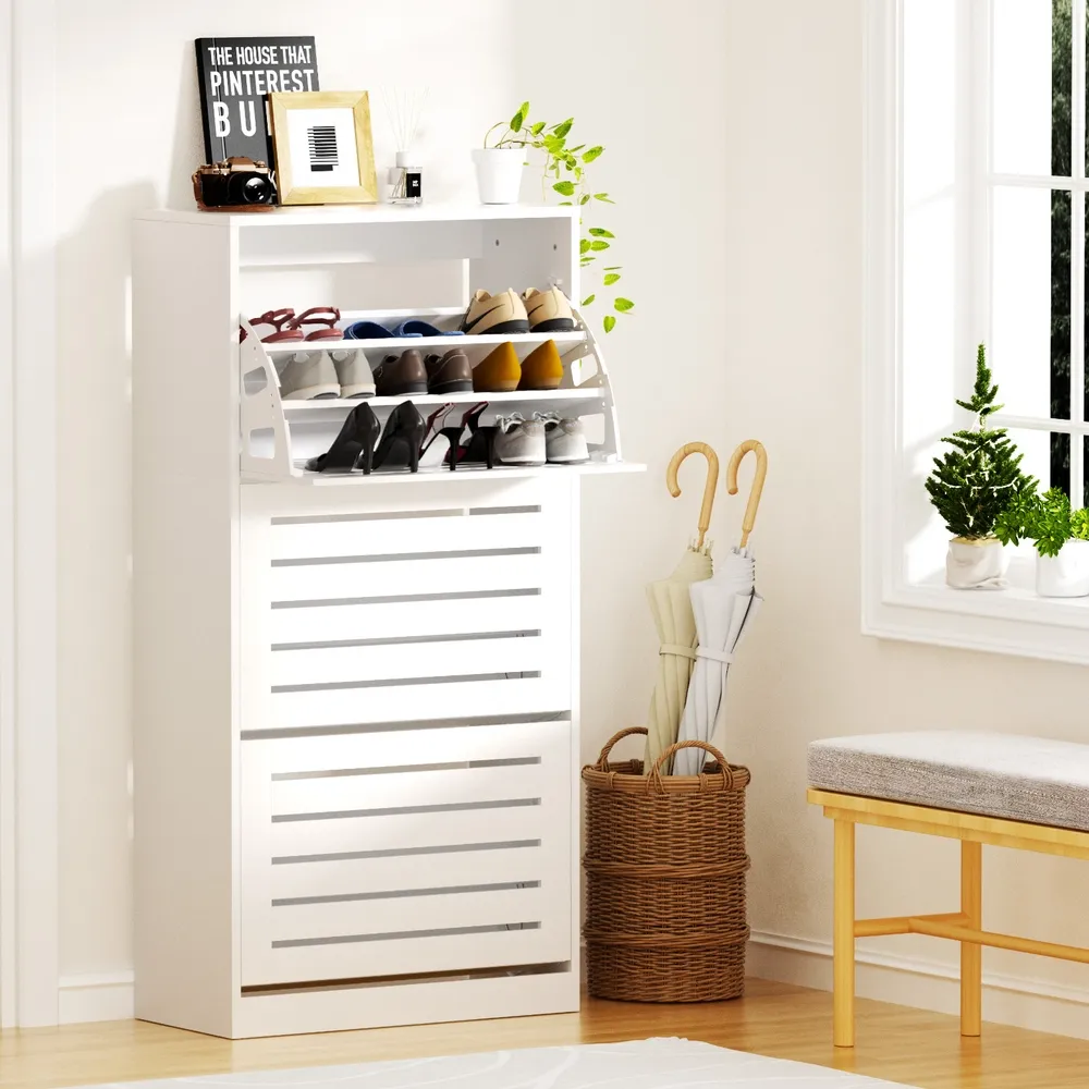 Artiss Shoe Cabinet Storage Drawer 45 Pairs White 