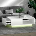 Artiss Coffee Table Led Lights White