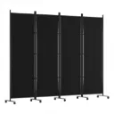 Artiss 4 Panel Room Divider Screen 217cm Wheel Fabric Black