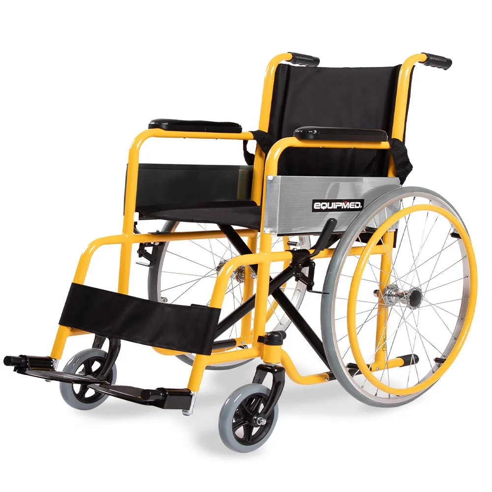 EQUIPMED Kids Paediatric Wheelchair (110-140cm Rider Height, 22" Wheels, Yellow)
