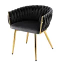 Artiss 1x Dining Chair Armchair Cafe Kitchen Lounge Chairs Velvet Weaving Black