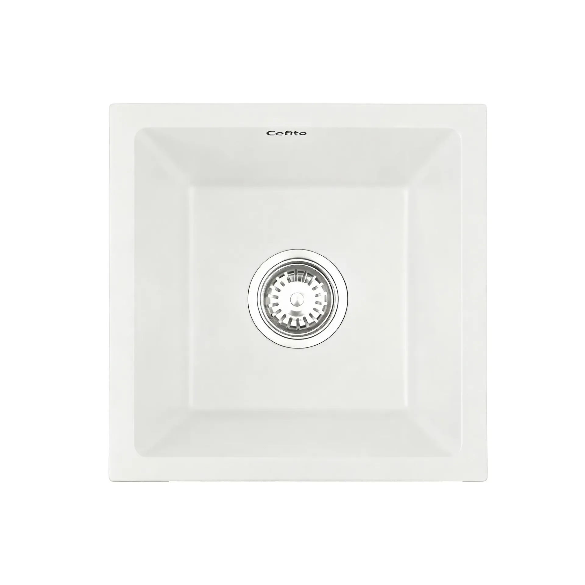 Cefito Kitchen Sink 38x38cm Granite Stone Sink Single Bowl White