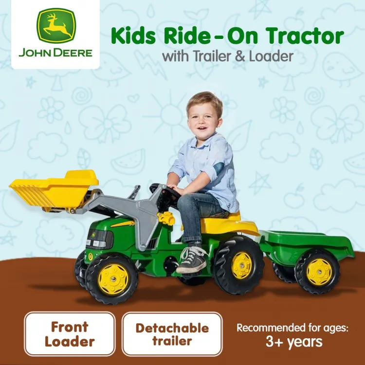 Kahuna John Deere Rolly Kids RT023110 Ride on Tractor with Trailer & Loader