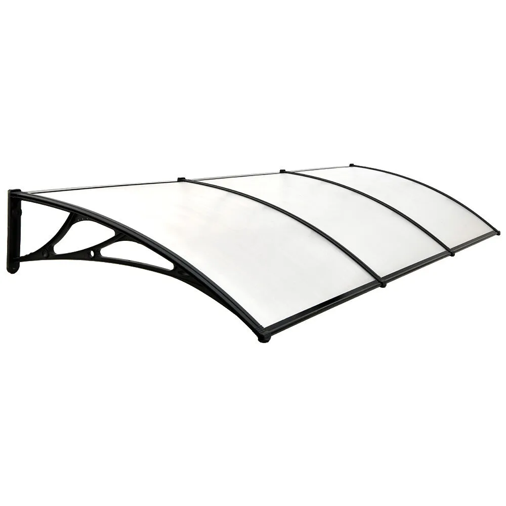 SHADE SHIELD 3x1m Aluminium Exterior Awning, Black DIY External UV Rain Protection Clear